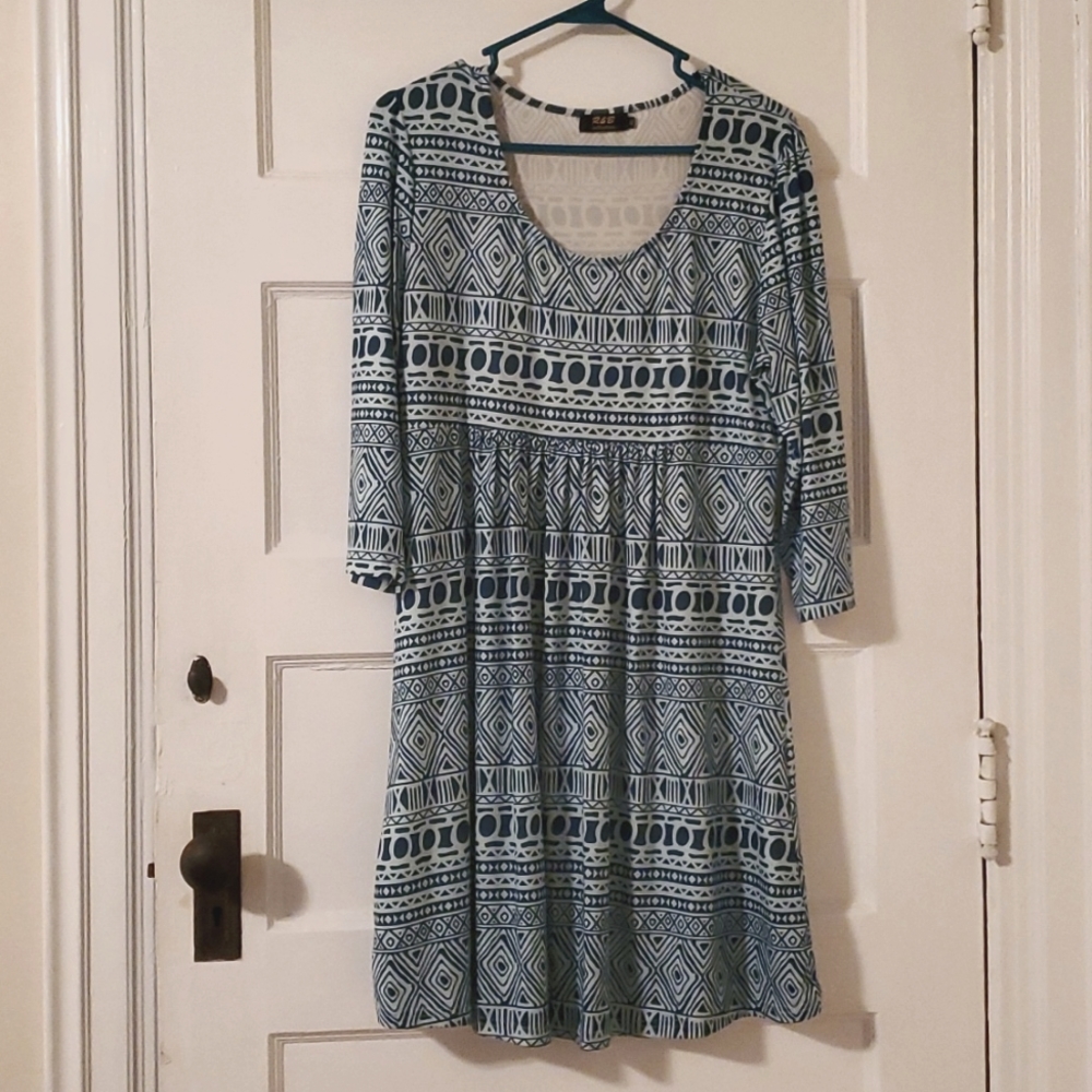 Tribal print babydoll dress